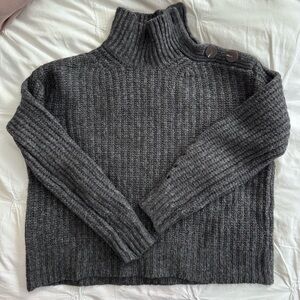 J.Crew Charcoal Gray Grey Mockneck Turtleneck Cable Knit Sweater, XXS